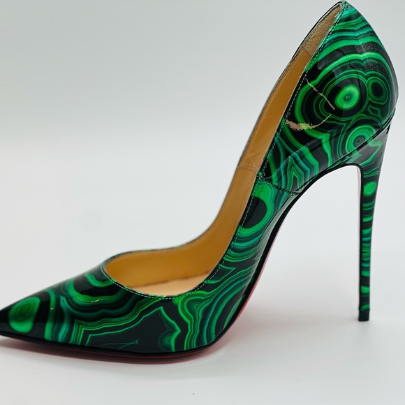Christian Louboutin Patent Malachite So Kate 120 Black & Green Pump Size 37 1/2 - Picture 8 of 11